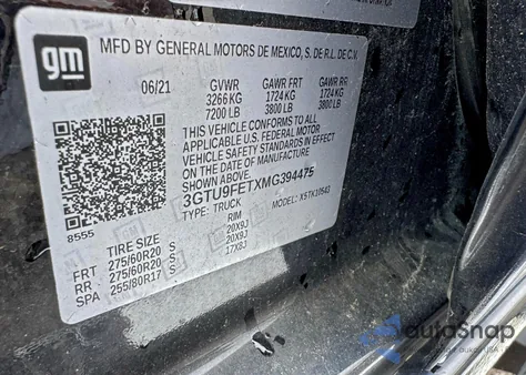 2021 GMC Sierra K1500 Denali z USA, uszkodzony, nr VIN 3GTU9FETXMG394475